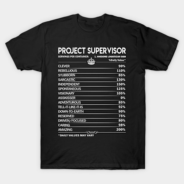 Project Supervisor T Shirt - Project Supervisor Factors Daily Gift Item Tee T-Shirt by Jolly358